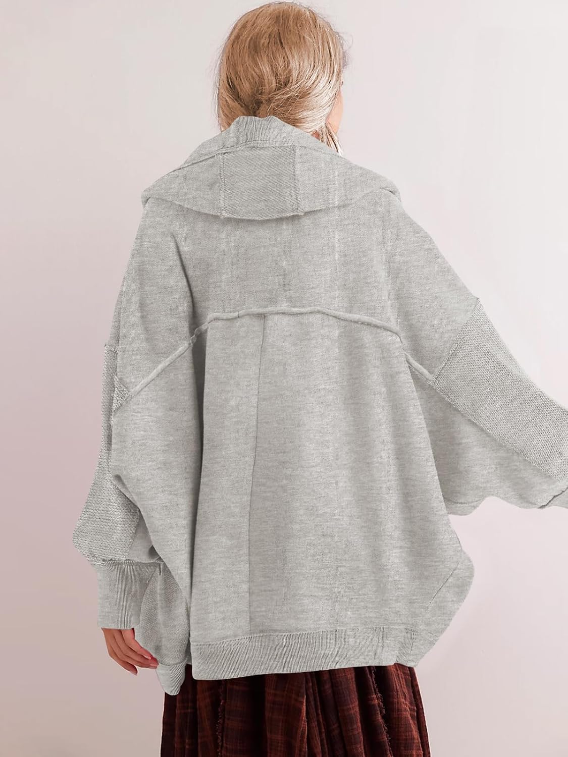 Women' s Drop Shoulder Sweatshirt Fall Clothes Oversized Shrug Long Cardigan Coat Active Loose Casual Outwear - Image 4