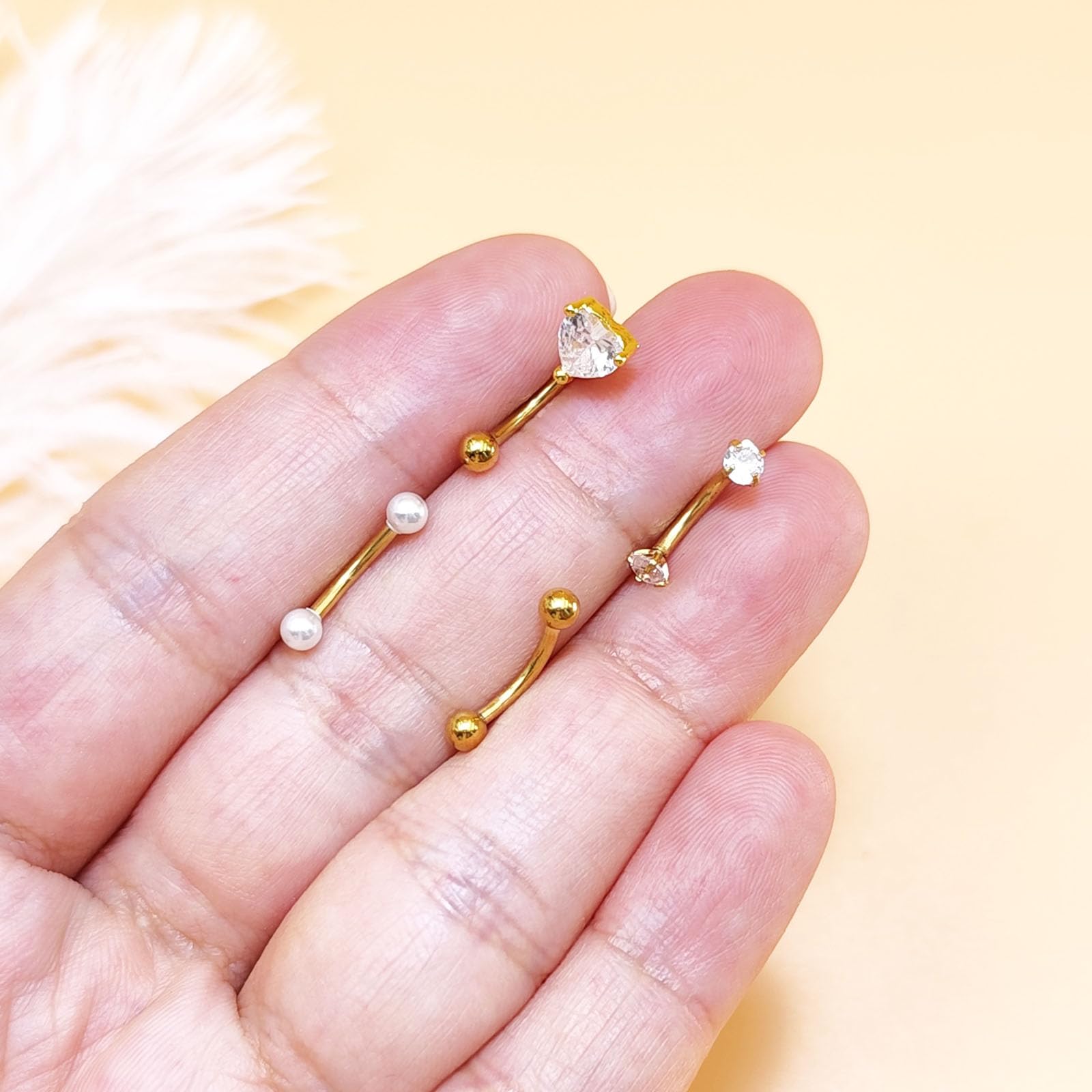 Piercing Ceja Rook Piercing Labio Daith Helix Barra Curva 8mm Acero Inoxidable 16G Piercing Banana Piercing para cejas Plata y Oro Negro