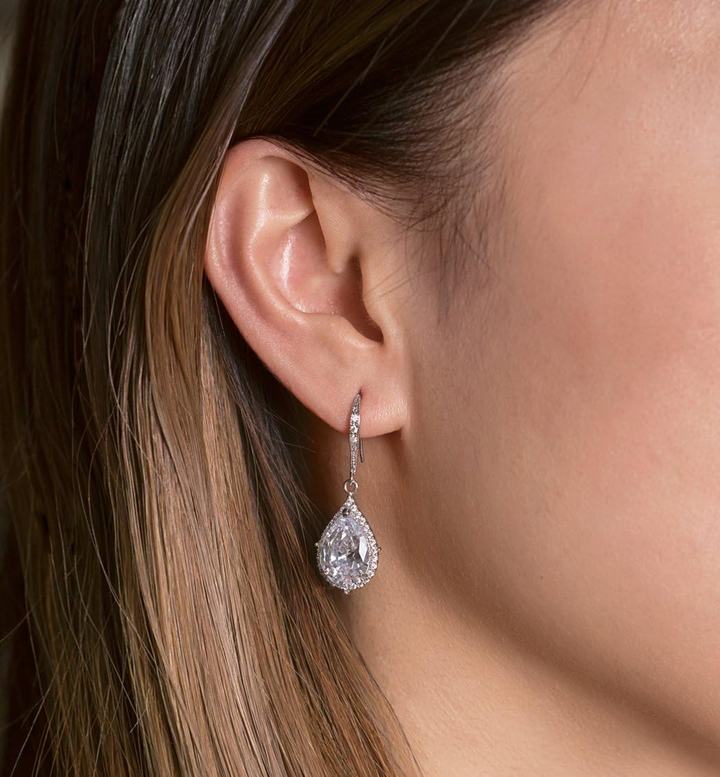 A+O Elegant Teardrop Cubic Zirconia Crystal Earrings in Silver, Gold, Rose Gold - Image 6