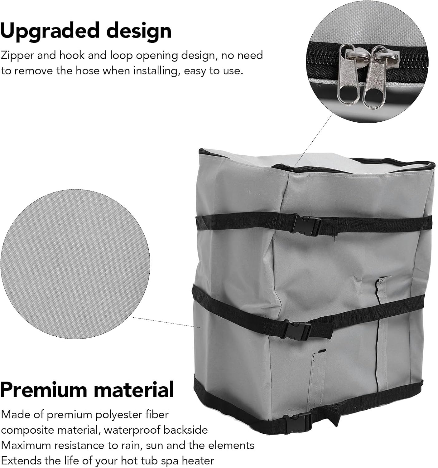 Hot Tub Pump Cover, Heavy Duty Hot Tub Insulated Pump Cover, Hot Tub Spa Heater Pump Cover for Winter Pool Heater Pump Covers (16.9 x 15.0 x 21.3in)