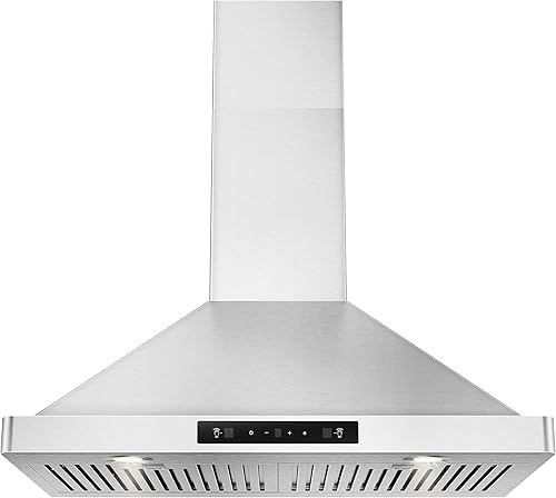 30 inch Wall Mount Range Hood 800CFM, with DC Motor, Stainless Steel Vent Hood with 6 Speeds Exhaust Fan, Convertible to Ducted and Ductless, with