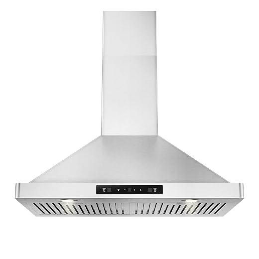 30 inch Wall Mount Range Hood 800CFM, with DC Motor, Stainless Steel Vent Hood with 6 Speeds Exhaust Fan, Convertible to Ducted and Ductless, with stainless steel filters