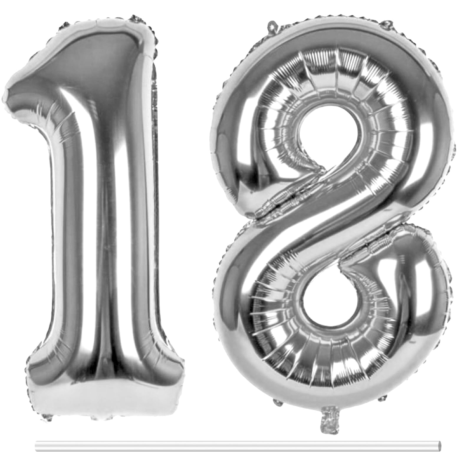 LAPONO Globos de Cumpleãnos 18 Plateados, 83CM Número 1 y 8 Plata Globo Helio Inflable de Lámina Decoracion Cumpleaños 18 Años Niños Globo Numeros Gigantes para Boda Aniversario Fiestas
