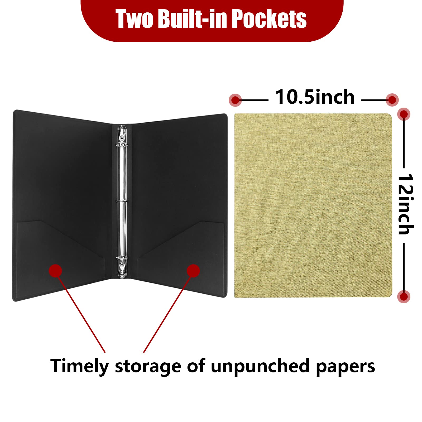 Vienrose 3 raccoglitori ad anelli rotondi da 2,5 cm con copertina in lino, contiene 21,6 cm x 28 cm di carta per scuola, ufficio e casa (confezione da 2, verde scuro)
