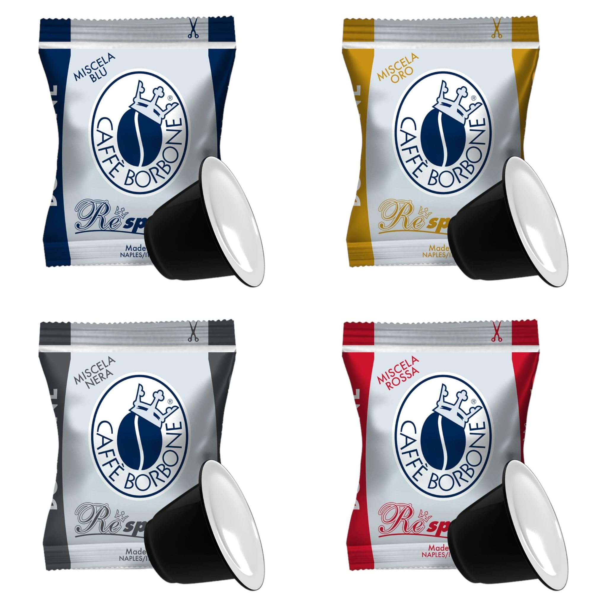 Caffè Borbone DEGUSTAZIONE REALE 400 capsule compatibili Nespresso: 100 NERA, 100 BLU, 100 RED, 100 ORO