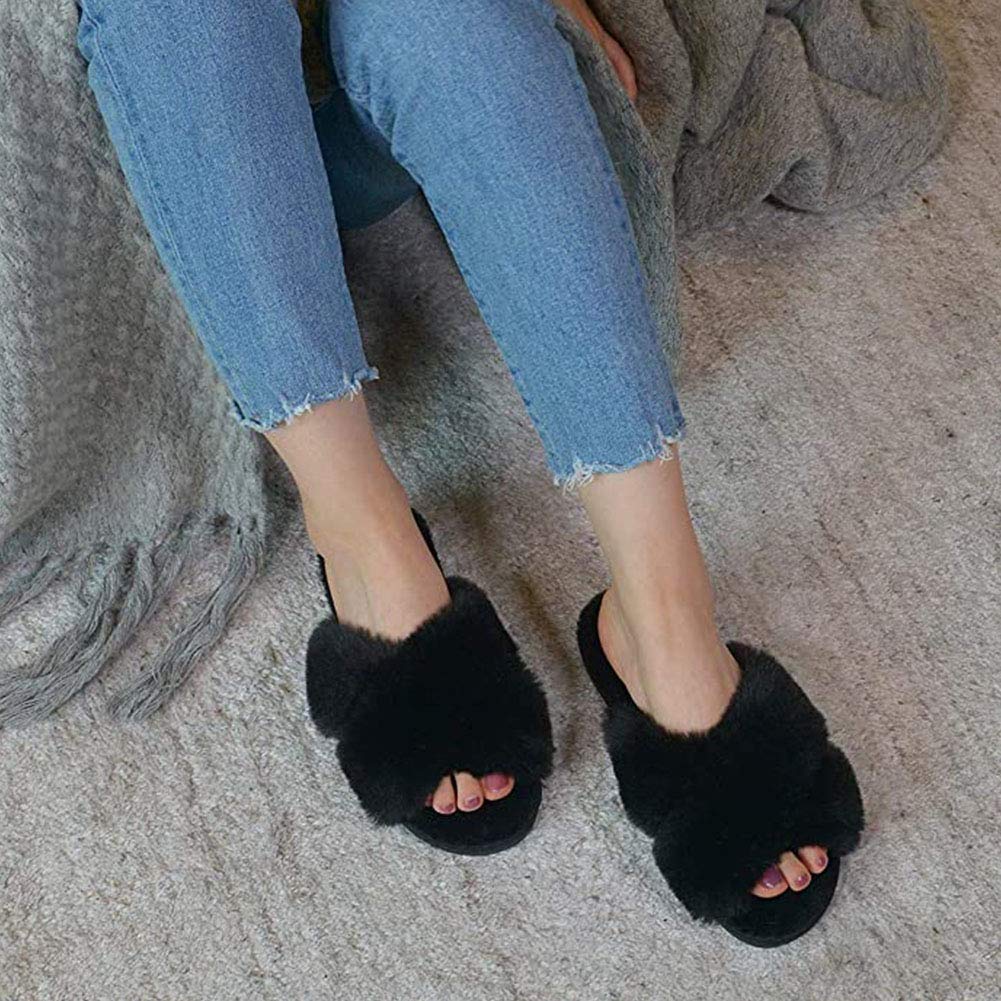 Fadezar Pantofole Peluche Donna Ciabatte da Casa Comode Invernali Moda Scarpe Sandali Slippers