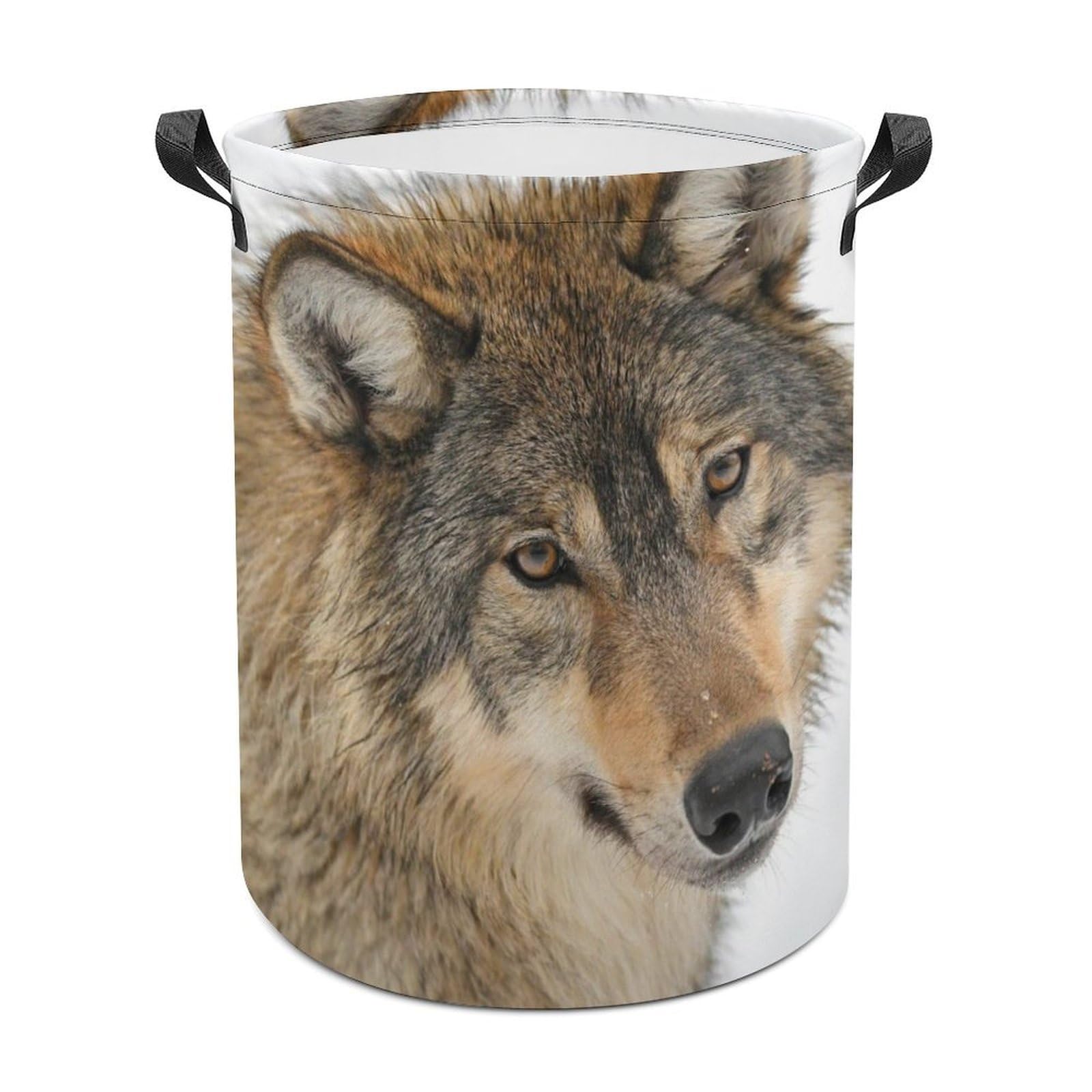 Wlntrophic Laundry Hamper, Brown Wolf Head Laundry Basket, Washing Basket with Handle