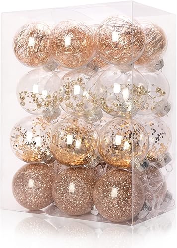 Miniatura 7 de Gvanca Adornos de bolas de Navidad irrompibles de plástico transparente con relleno delicado de 2.362 in2.36 pulgadas (paquete de 30 unidades, color