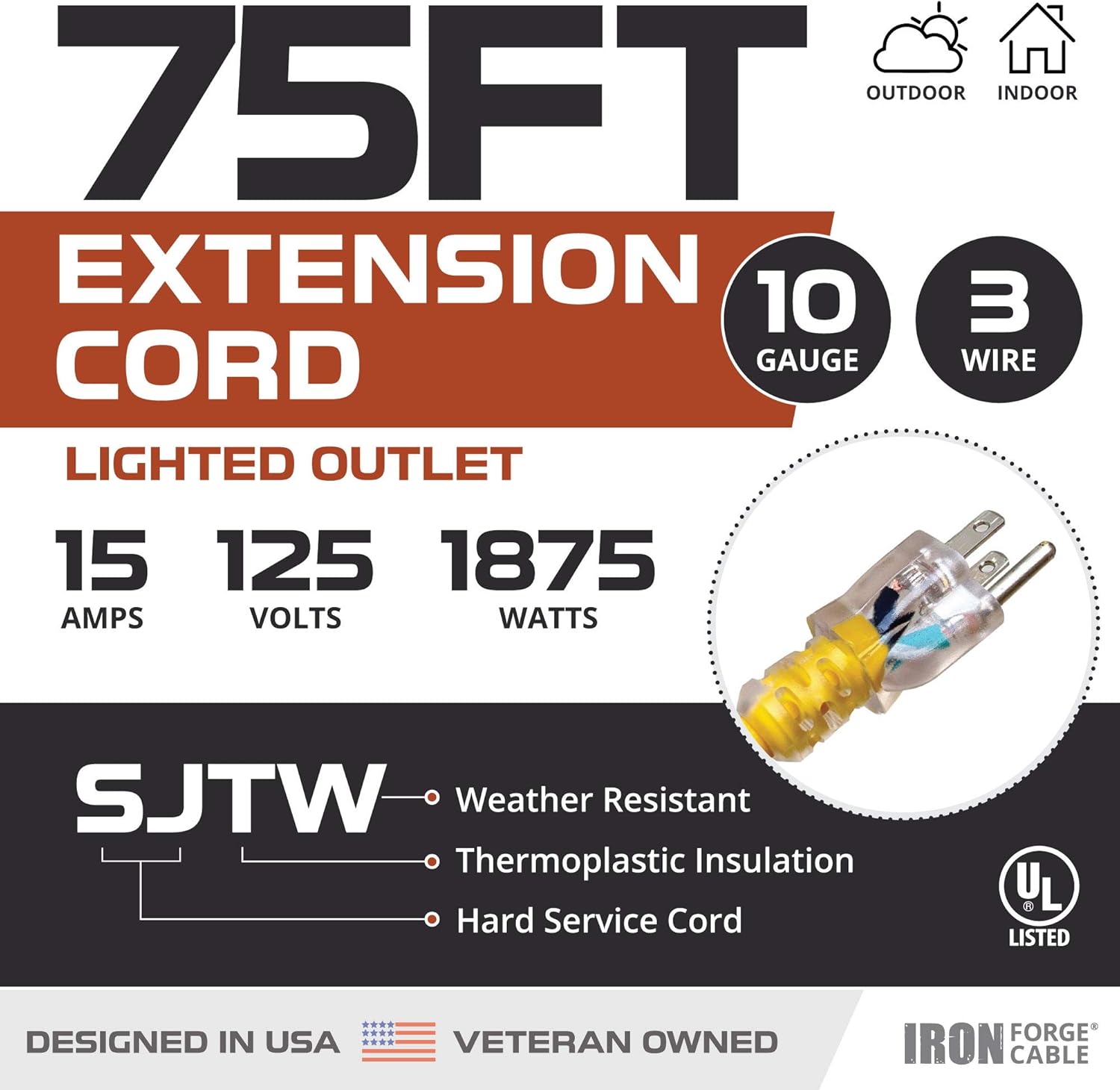 Buу 1 gеt 1 🔥 Iron Forge Cable 75 Foot Lighted Outdoor Extension Cord - 10/3 SJTW Yellow 10 Gauge Extension Cable with 3 Prong Grounded Plug for Safety, 15 AMP - Great for Garden and Major Appliances Flаѕh Sаlе Buу 1 gеt 1 Iron Forge Cable 75 Foot Lighted Outdoor Extension Cord - 10/3 SJTW Yellow 10 Gauge Extension Cable with 3 Prong Grounded Plug for Safety, 15 AMP - Great for Garden and Major Appliances