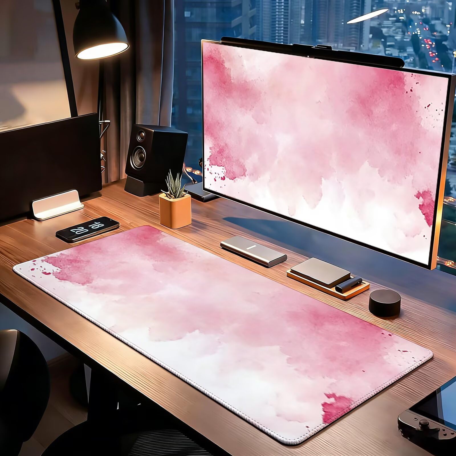 Tappetino Mouse Gaming, 1200x600mm Tappetino Mouse XXL rosa 0c0-211 | Mouse Pad Grande, Ottimizzato per i Sensori da Gioco, Migliora Precisione e Velocità, per Mac e PC, Semplice