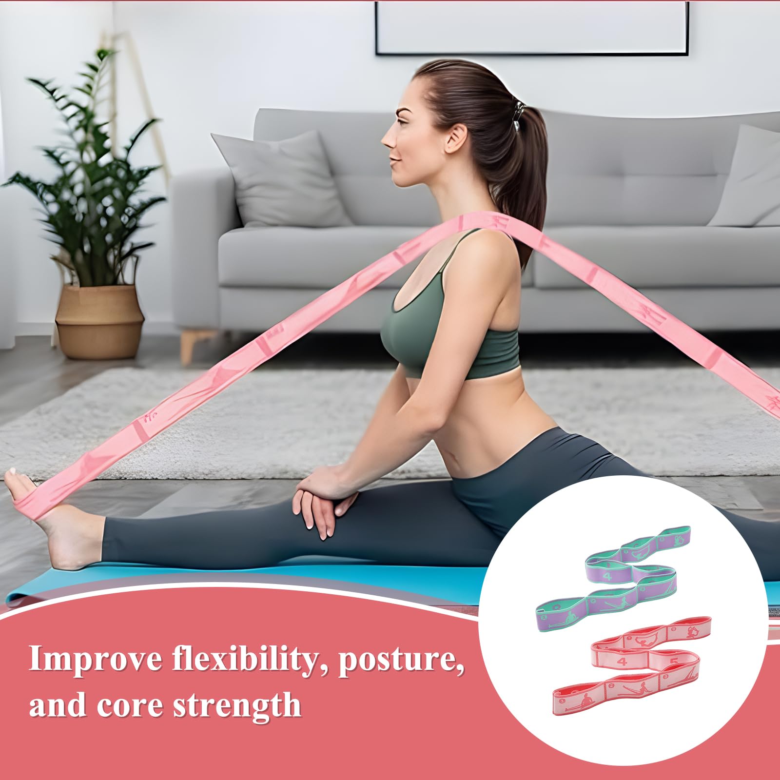 2 Pcs Elastici Fitness,Elastico Fitness,Bande Elastiche Fitness,Elastico Fasce di Resistenza,Fasce Elastiche, Sono Viola Verde + Rosa, con Eccellente Durata, Ripiegabilità e Leggerezza