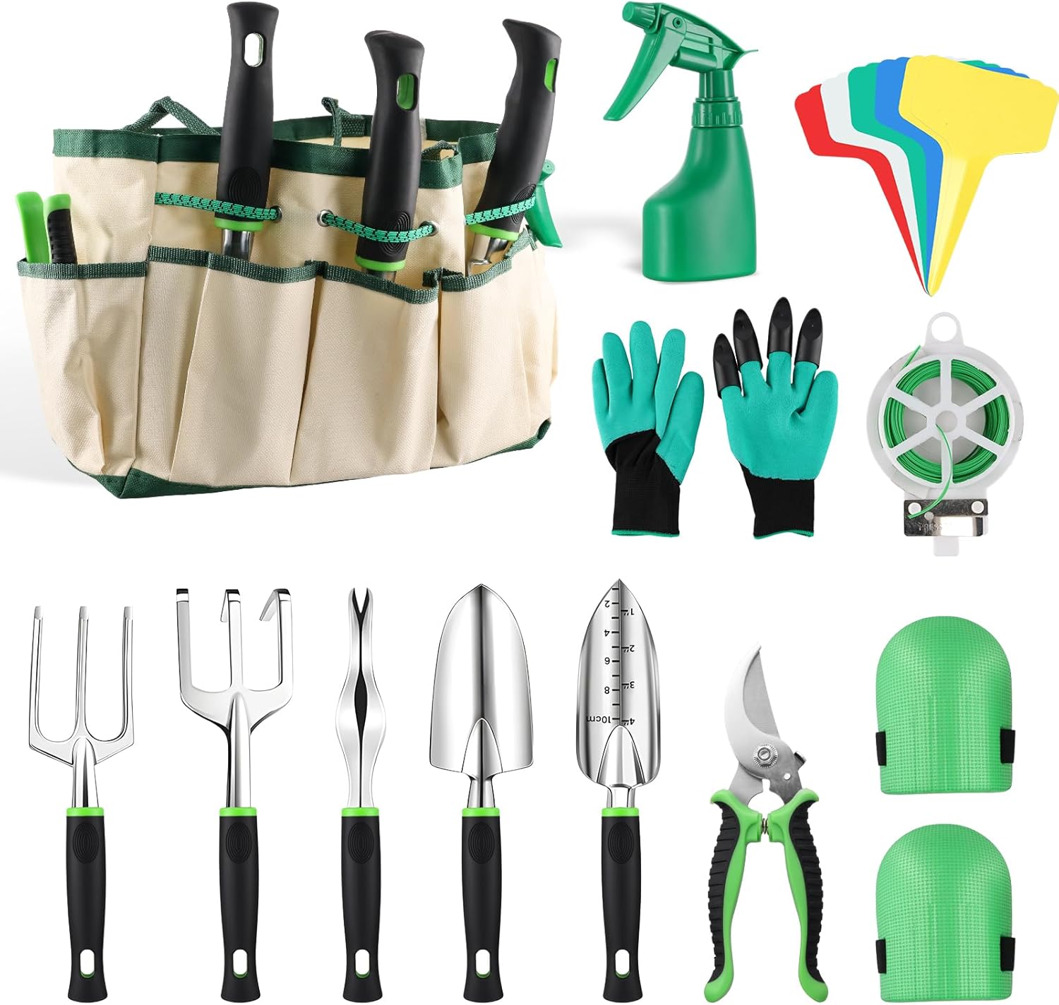 Garden Tools 12 Pcs Gardening Tools, Aluminum Alloy Garden Tools Set with Tool Bag Gardening Gifts for Women & Men