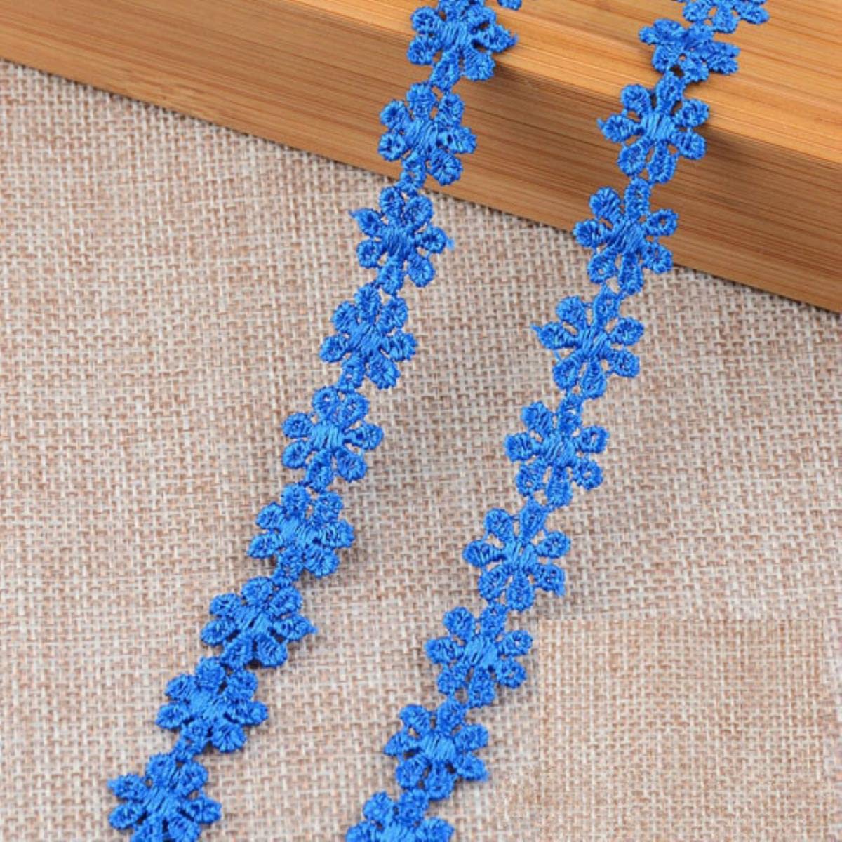 1,4 cm fiori ricamo pizzo tessuto trim nastri cucito fai da te materiali fatti a mano pizzo passamaneria nastro decorazione di nozze 1 metro-1,4 cm blu reale