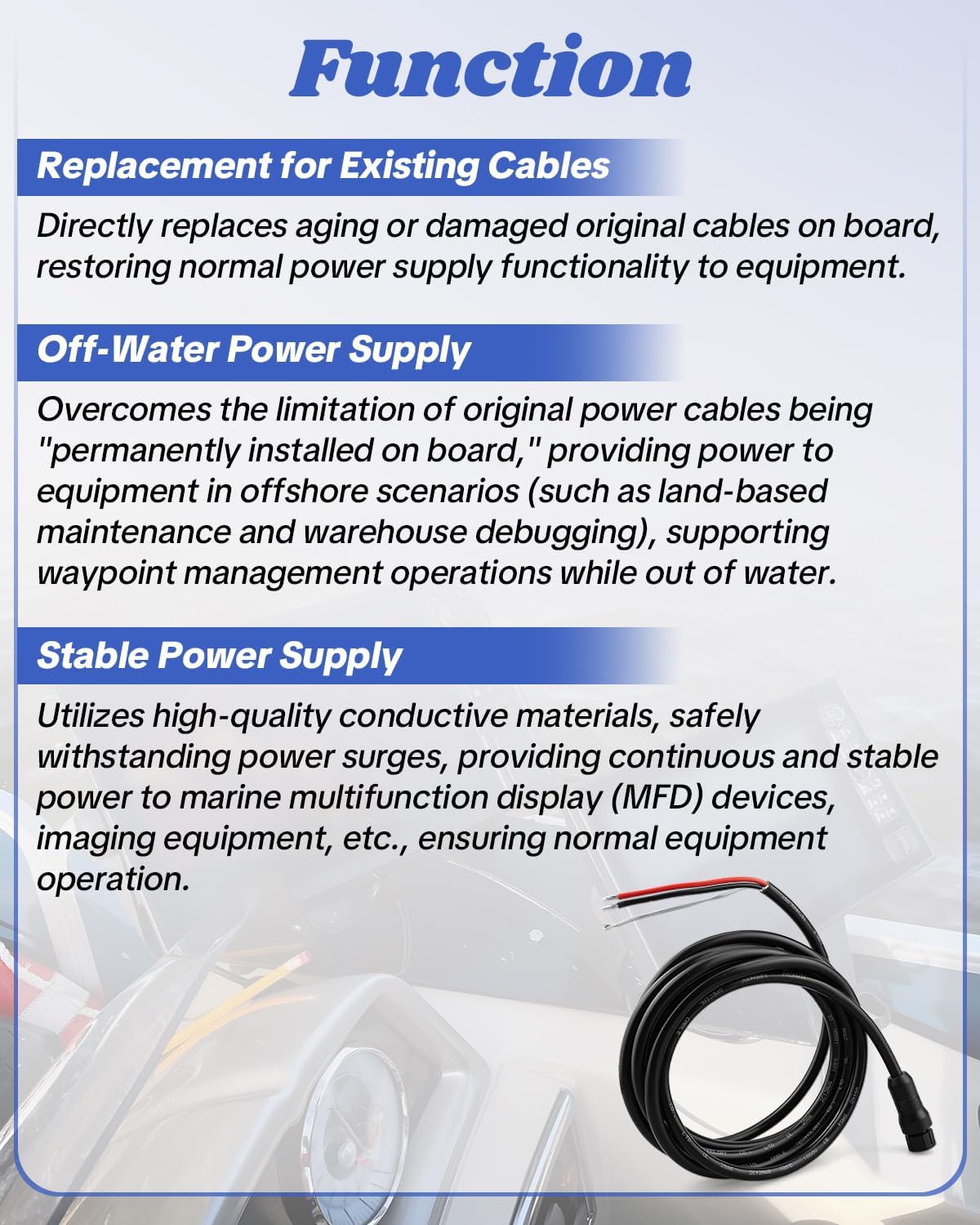 PC 13 Power Cable Fit for Humminbird APEX Models/XPLORE Models/MEGA Live Imaging/MEGA Live Imaging TargetLock 10 Feet