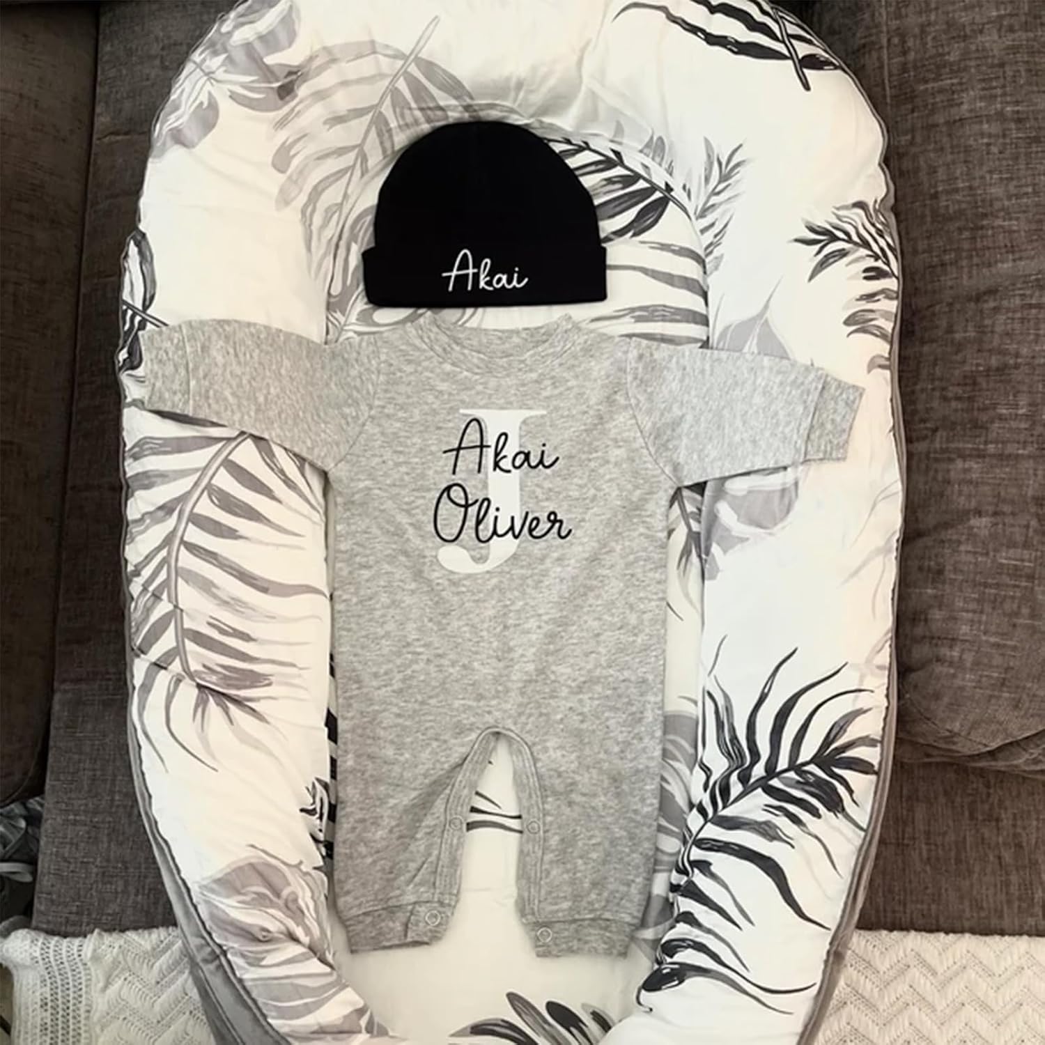 Personalized Newborn Coming Home Outfit,Custom Baby Bodysuit and Hat with Name,Newborn Long Sleeve Rompers (Style 2) - Image 6