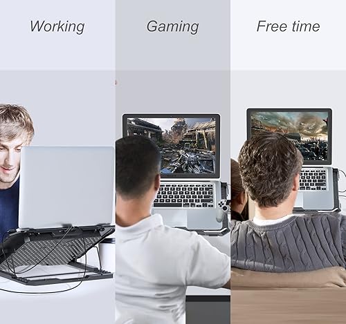 Miniatura 8 de ICE COOREL Almohadilla de enfriamiento para laptop con 6 ventiladores de refrigeración, almohadilla de enfriamiento para ventilador de laptop de 13