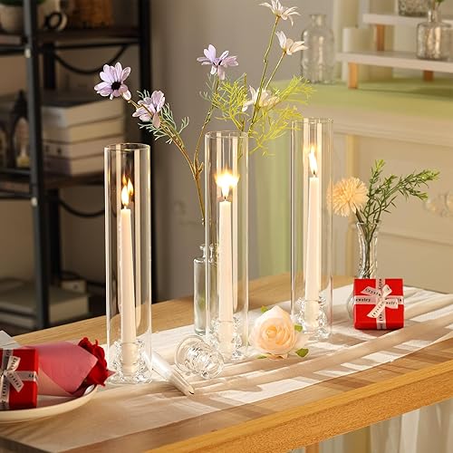 Miniatura 5 de Juego de 96 portavelas de cristal con forma de tubo de vidrio de 12.6 pulgadas, con extremos abiertos, sin fondo y 2.2 pulgadas, para centro de mesa