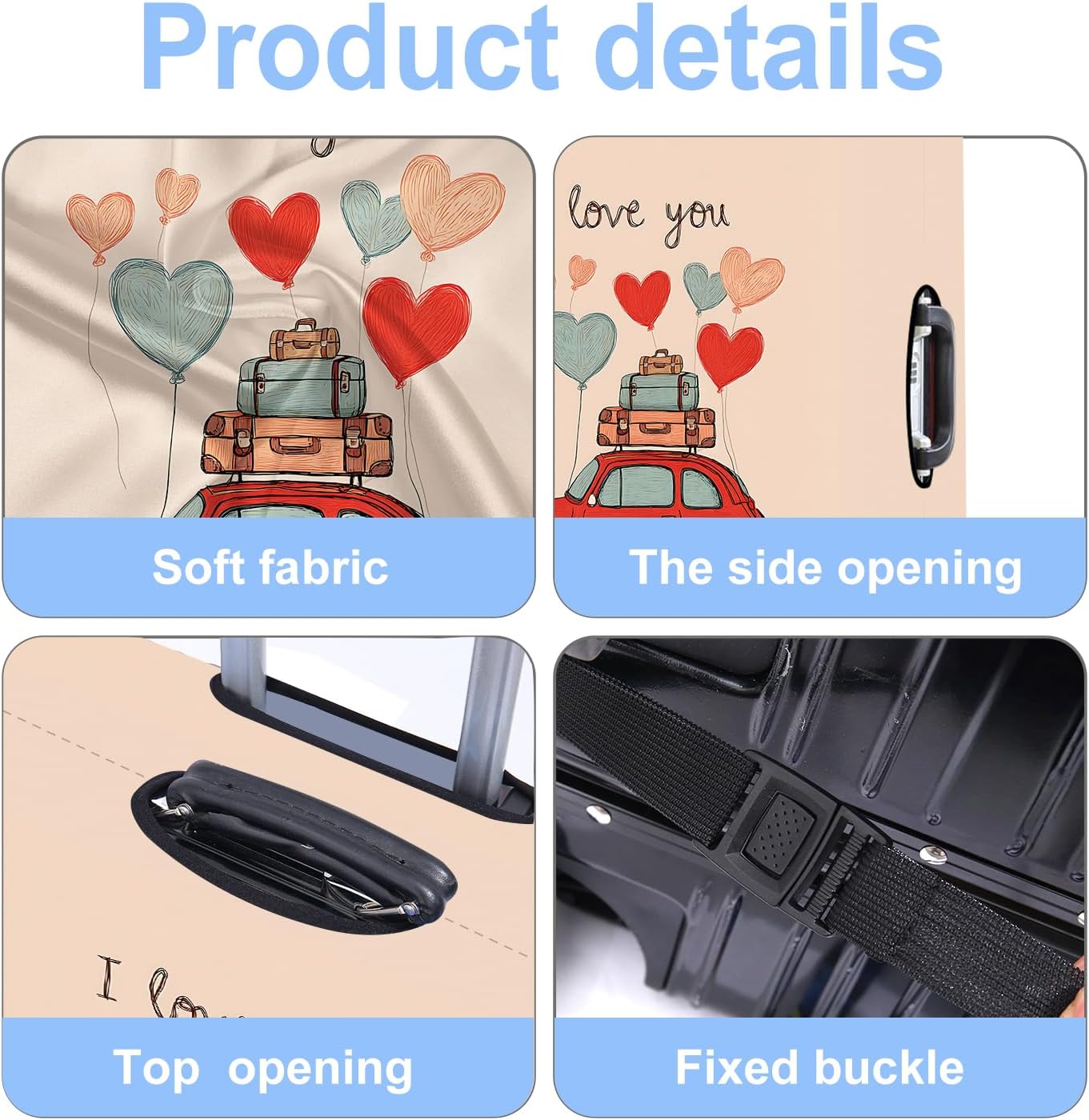 Car Luggage Cover Washable Suitcase Cover Protector Fit 24-26 Inch Luggage Durable Travel Bag Cover with Zipper Closure M
