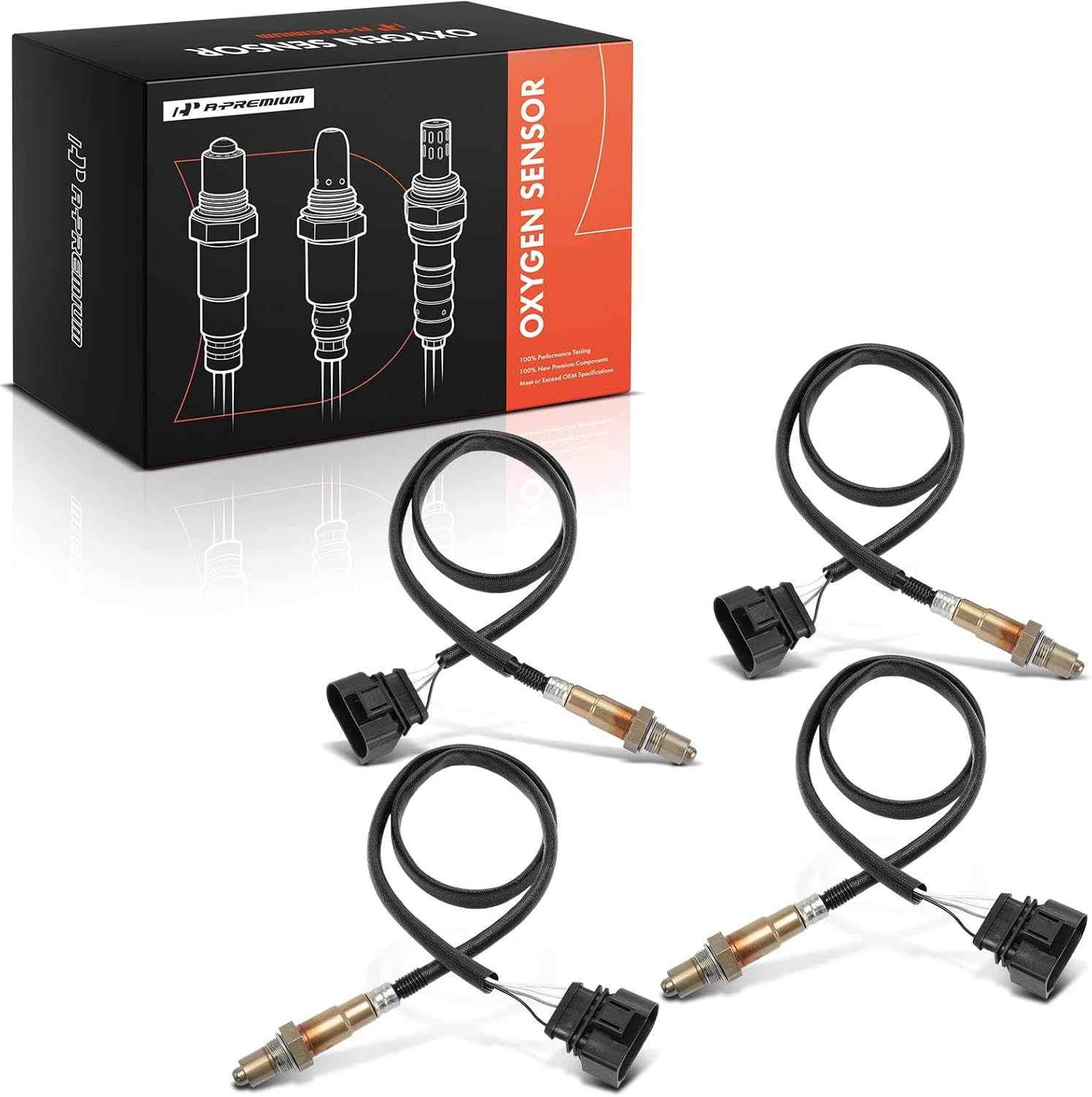 A-Premium O2 Oxygen Sensor Compatible with Audi A4 2000-2001, A6 2000-2001, Allroad Quattro 2001, S4, S6 & Volkswagen Passat 2000-2005, Upstream and Downstream, 4-PC Set, Replace# 1K0998262AB