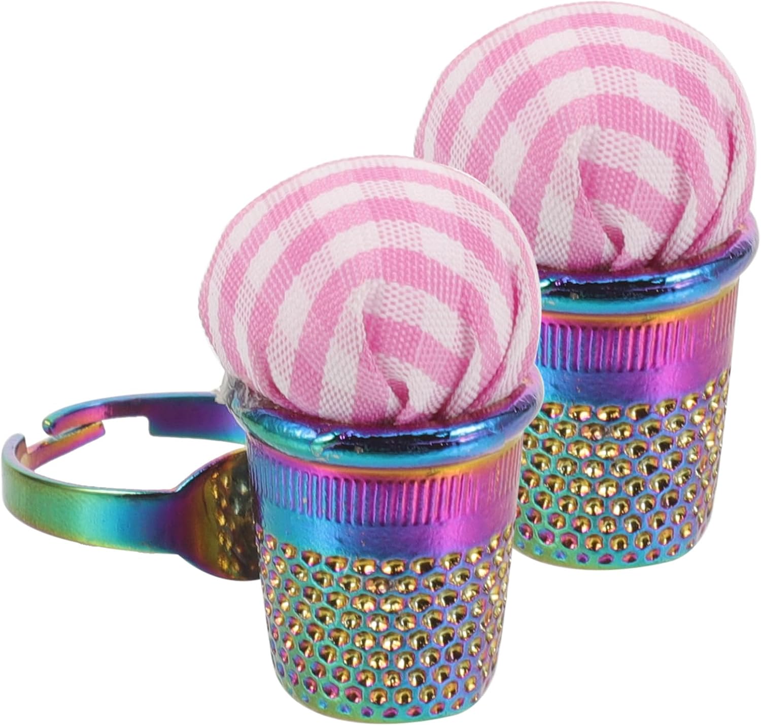 KONTONTY Wear-Resistant Finger Pin Cushion Sewing Tool Set Small Convenient Needle Cushion for Hand Sewing and Embroidery 2pcs Colorful Thimble Pincushions