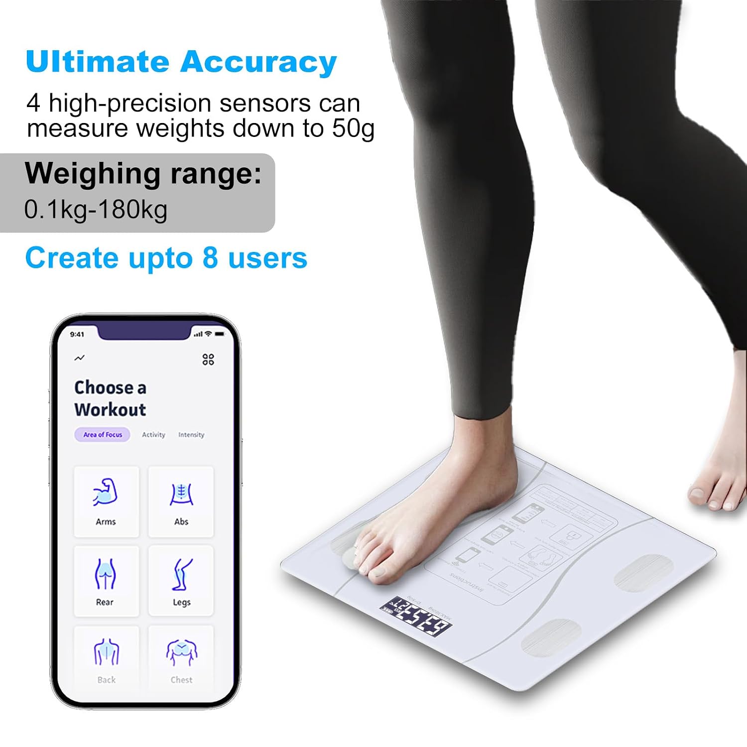 Intelligent Body Fat Scale, a Simple and Practical Digital Scale that can be Connected to a Mobile Digital Bathroom Scale to Display BMI, Body Fat, Muscle Mass, and Durable Weight Scale (White) image 5
