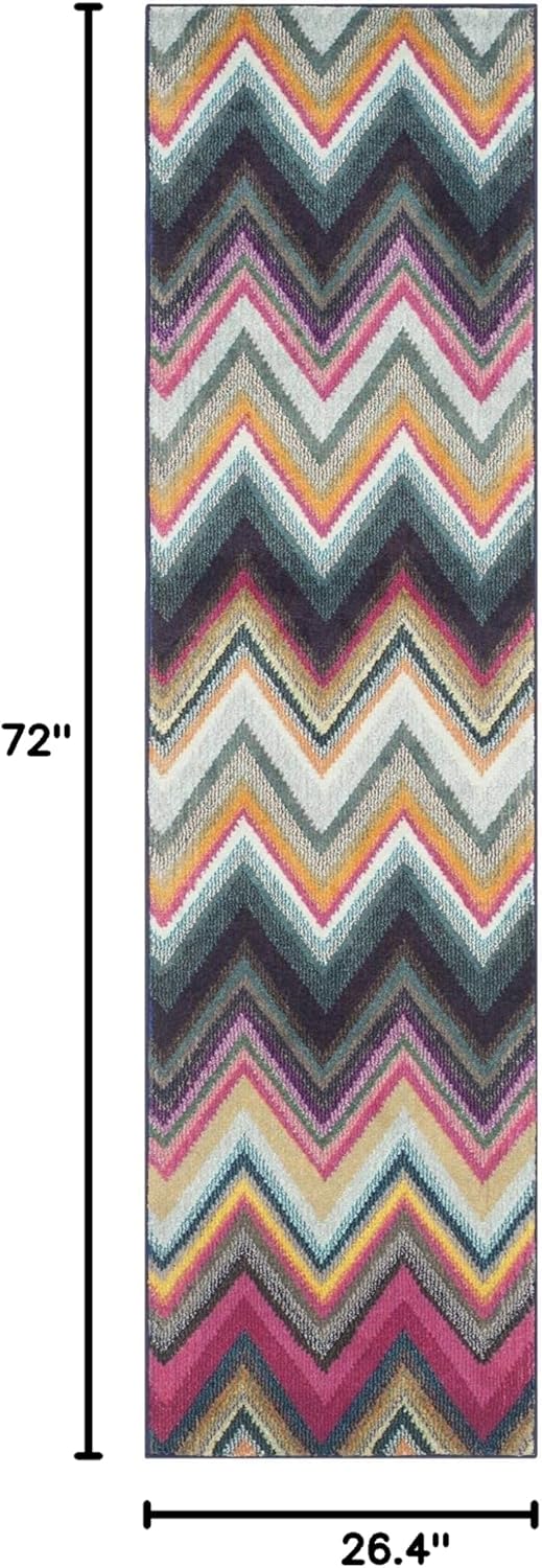 SAFAVIEH Monaco Collection Runner Rug - 2'2" x 6', Multi, Boho Chevron Design, Non-Shedding & Easy Care, Ideal for High Traffic Areas in Living Room, Bedroom (MNC234F)