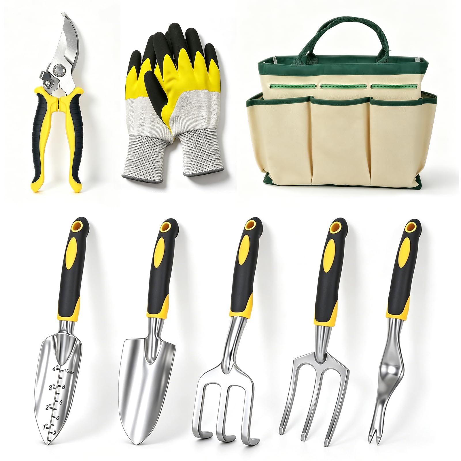 Attrezzi Giardinaggio,8 Pezzi in Acciaio Inox Pesante Kit,Professionali Robusti Attrezzi per Piantare Uomo/Donna Set Di Attrezzi Da Giardinaggio