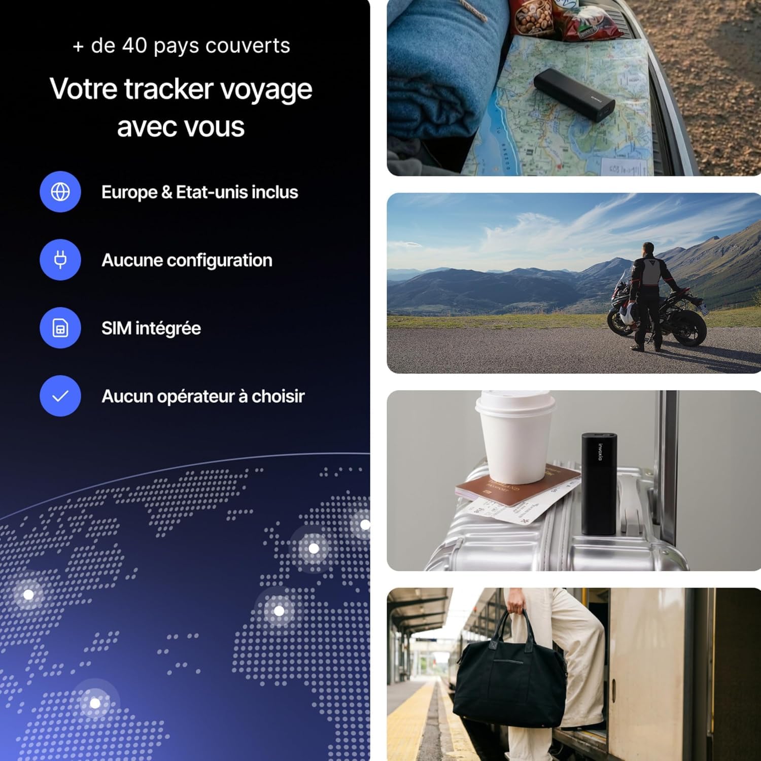 Invoxia GPS Tracker Pro Max - Traceur GPS 4G LTE-M Temps Réel - Live Tracking 1 Position/Seconde - Autonomie Jusqu'à 6 Mois - IP67 - Abonnement 3 Ans Inclus - Moto Vélo Van Voiture Valise Caravane