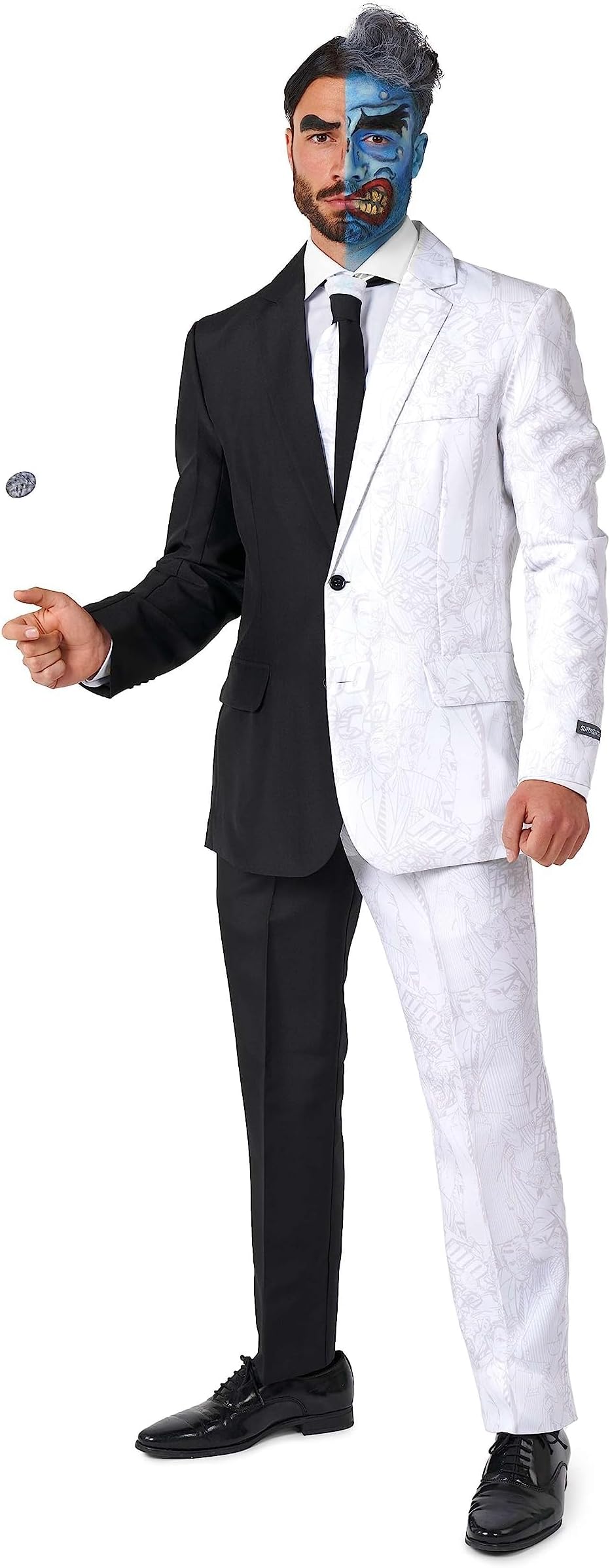 Men's Costume - Two Face - DC Characters Slim Fit Suit - Black and White