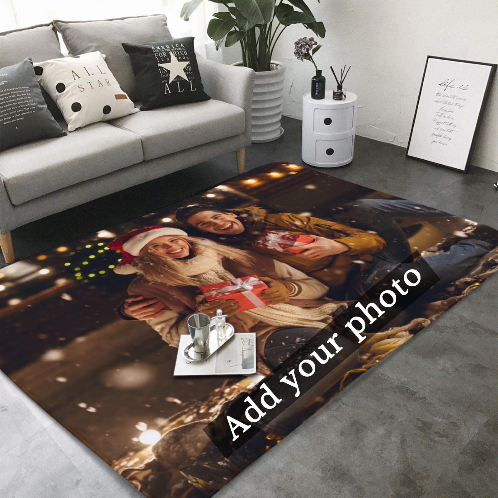 Tapis Personnalisés, Tapis Design Personnalisé avec Photos et Texte, Tapis personnalisé pour Votre Propre Zone, antidérapant et Lavable, pour La Décoration de Bureau de Jardin à la Maison