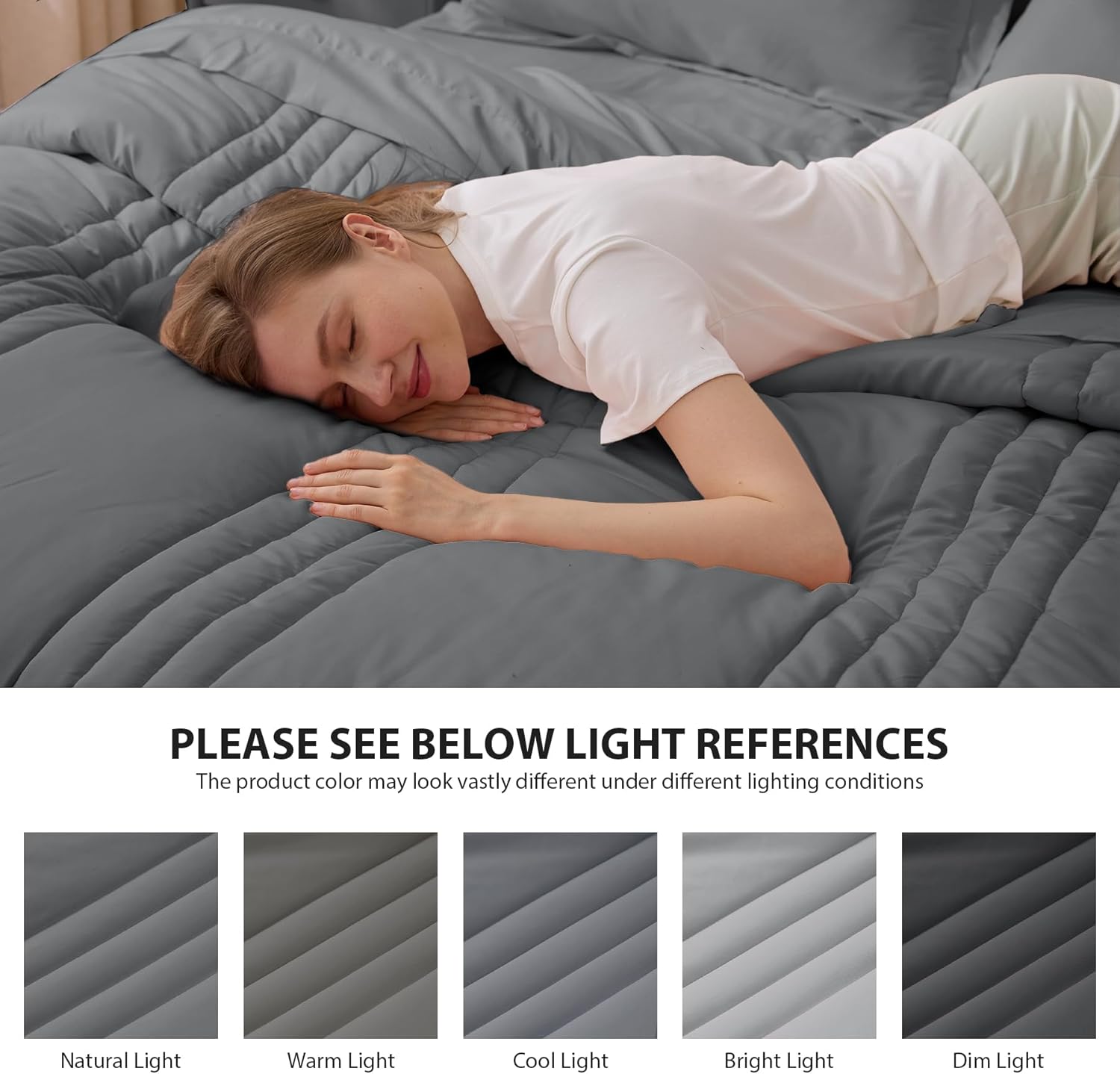 King Comforter Set Dark Grey - Bed in a Bag King Size 7 Pieces, Soft Bedding Set for All Seasons, Premium King Comforter Set with Comforter, Sheets, Pillowcases & Shams - Image 7