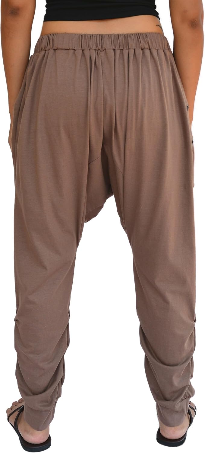 Sakoonee Casual Yoga Lounge Harem Pants Baggy Trousers Unisex Cotton 2 Pockets with Zipper