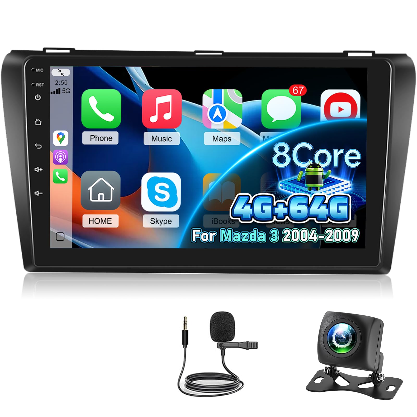 Amazon.com: [4+64G] NHOPEEW Car Radio for Mazda 3 2004-2009 with