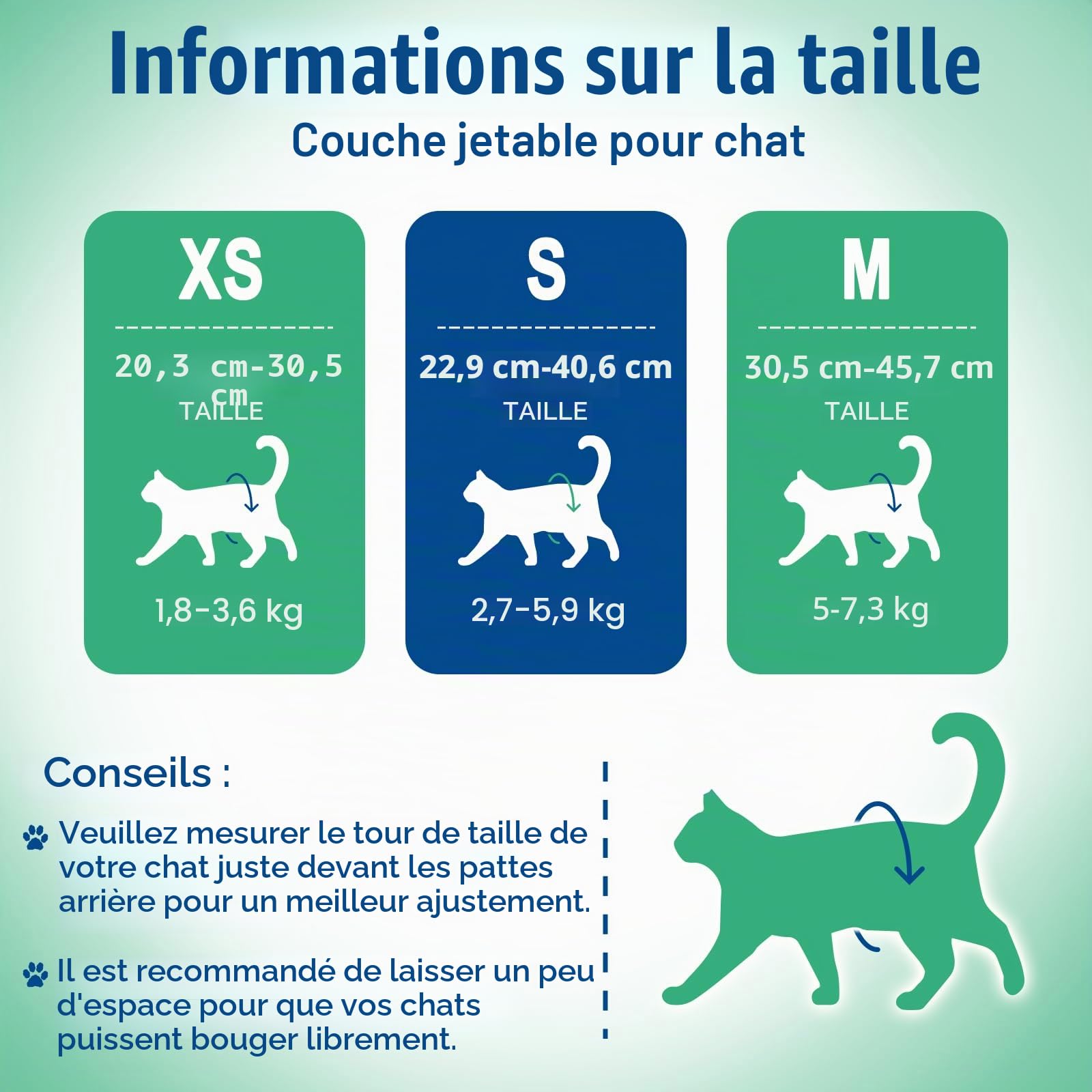 MICOOYO Lot de 24 Couches pour Chiens Femelles, Couches pour Chats Super Absorbantes avec Trous en Mousse Réglables, Pantalons de Couches Jetables pour Chiens Femelles en Chaleur (S,Vert)