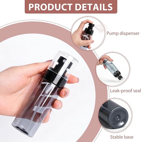 Lot de 9 petits flacons pulvérisateurs transparents noirs - Petits flacons pulvérisateurs à remplir avec entonnoir - Réutilisables pour parfum, shampoing, détergent - 5