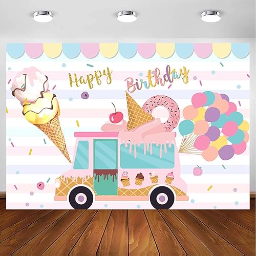 Miniatura 5 de Withu Telón de fondo de helado en forma de dona, caricatura, rosa, azul, para bebés, niñas, princesa, niños, fiesta de cumpleaños, pastel, mesa de