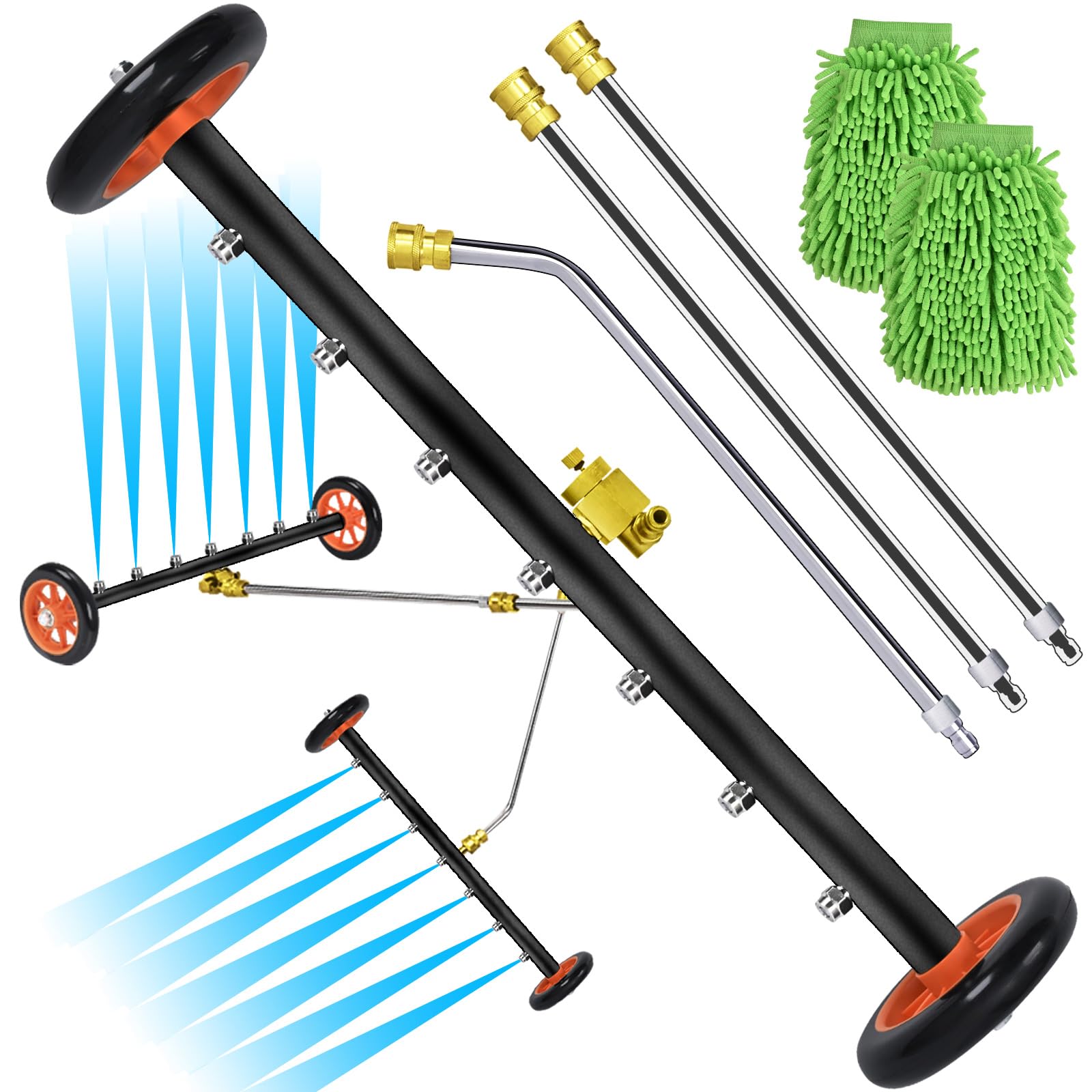Photo 1 of Upgrade 24 Inch Undercarriage Pressure Washer Attachment,2 in 1 Pressure Washer Undercarriage Cleaner with 7 Nozzles 3 Extension Rods,4000 PSI