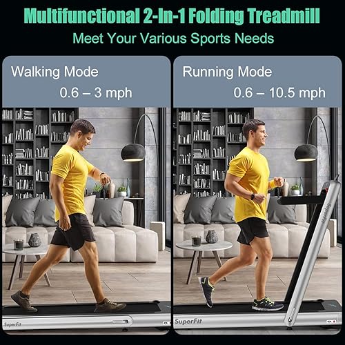 Miniatura 2 de GYMAX Caminadora plegable para debajo del escritorio, 4.75 HP 2 en 1 con control de frecuencia cardíaca, control de aplicación, pantalla táctil LED