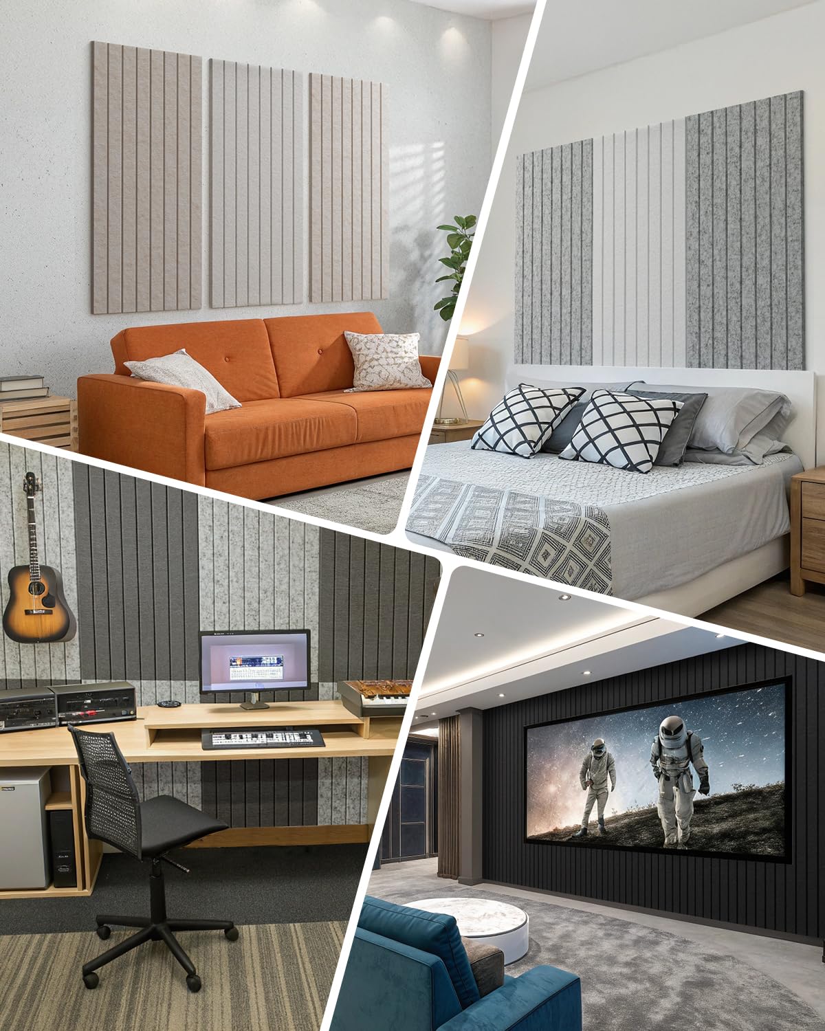 Paneles Acústicos Autoadhesivos Soundsbay de 2,16 m² (3 Unidades), 120×60×0,9 cm Paneles Acústicos de Pared para Tratamiento Acústico y Decoración de Paredes (Beige Claro)