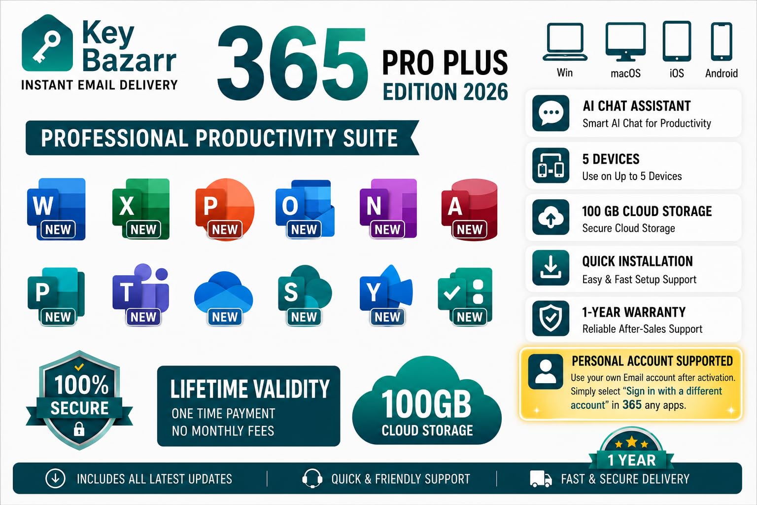 365 Pro Plus Edition 2026 with AI Chat, 5 Devices Lifetime Validity, Win/MacOS/iOS/Android, 100 GB Cloud Storage, Quick Installation Support. 1-Year Warranty.-image-18