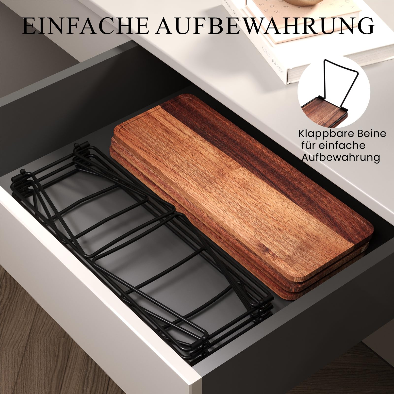 Fibogollo Servierständer Akazienholz 3-stöckig klappbar 40cm