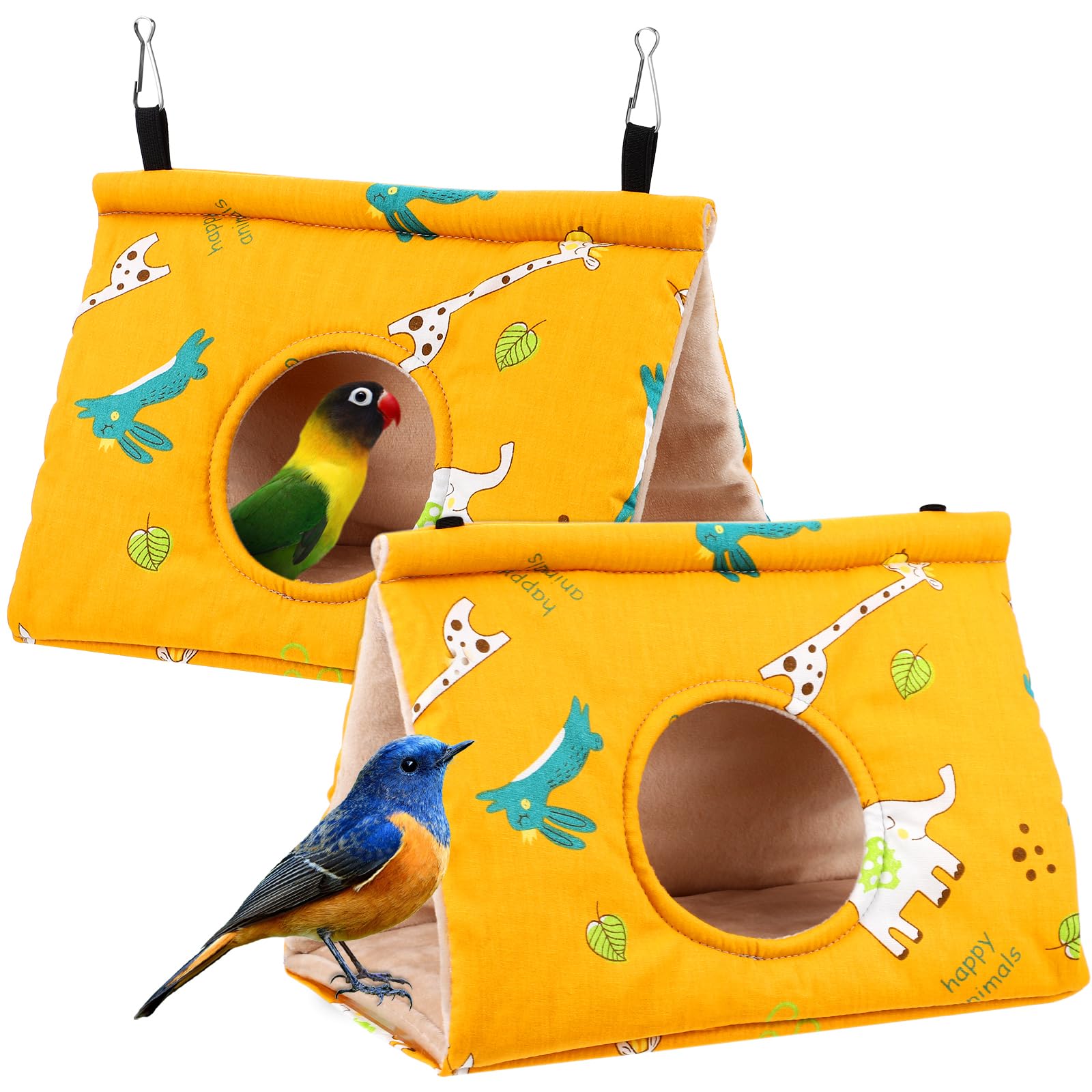 TOYANDONA Nidos de Pájaros Colgantes Material de Algodón y Acrílico para Descanso Entrada Conveniente en Color Naranja Paquete de 2 Adecuado para Cockatiels y Loros en Juego y Reposo