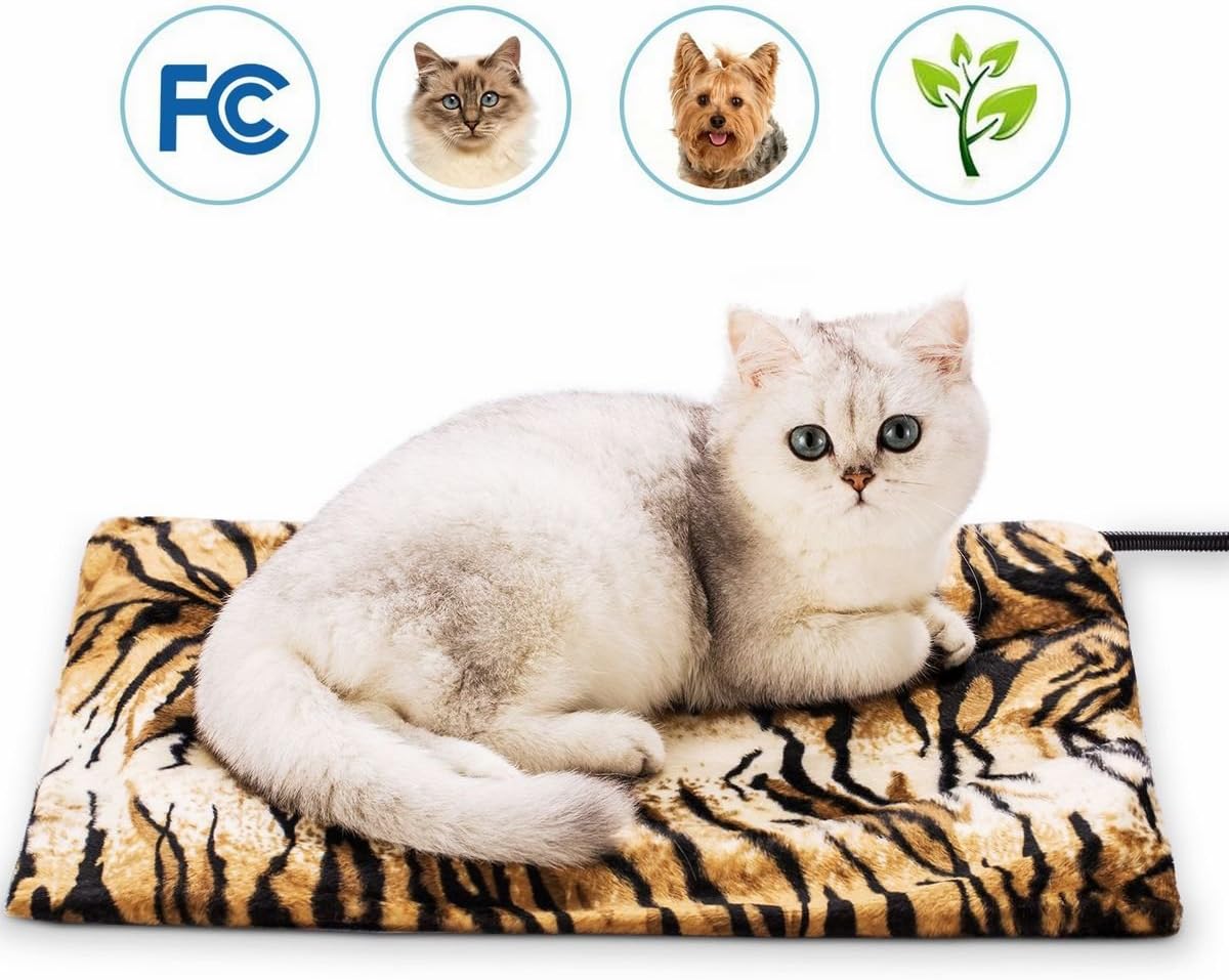 WAYCOM Pet Heating Mat, LED indicating Pet Heating Pad for Dogs & Cats Waterproof and Scratch-Proof Electric Pad Heater Warmer Bed…