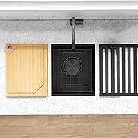 Vista 70 de Fregadero de barra negro, fregadero de cocina negro de montaje inferior de 15 pulgadas, fregaderos de cocina de 15 x 15 x 10 pulgadas, fregadero