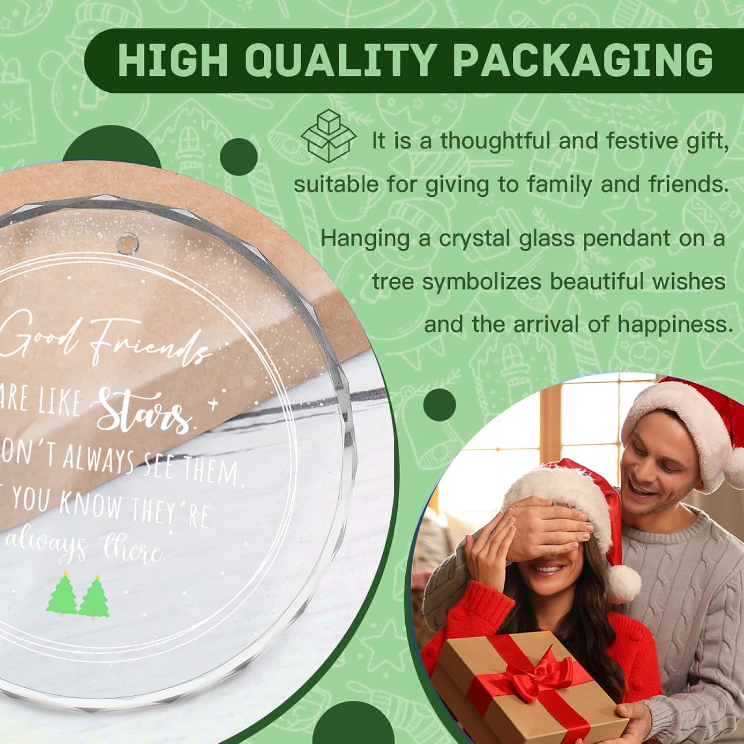 Friendship Gifts for Women 2025, Best Friend Christmas Ornaments Glass Decoration - Image 5