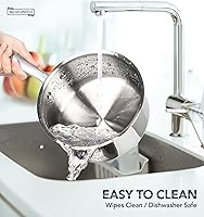 Vista 6 de MICHELANGELO Juego de cacerolas de acero inoxidable de tres capas de 1Qt y 2Qt, ollas pequeñas de cocina con tapas de vidrio templado, listas