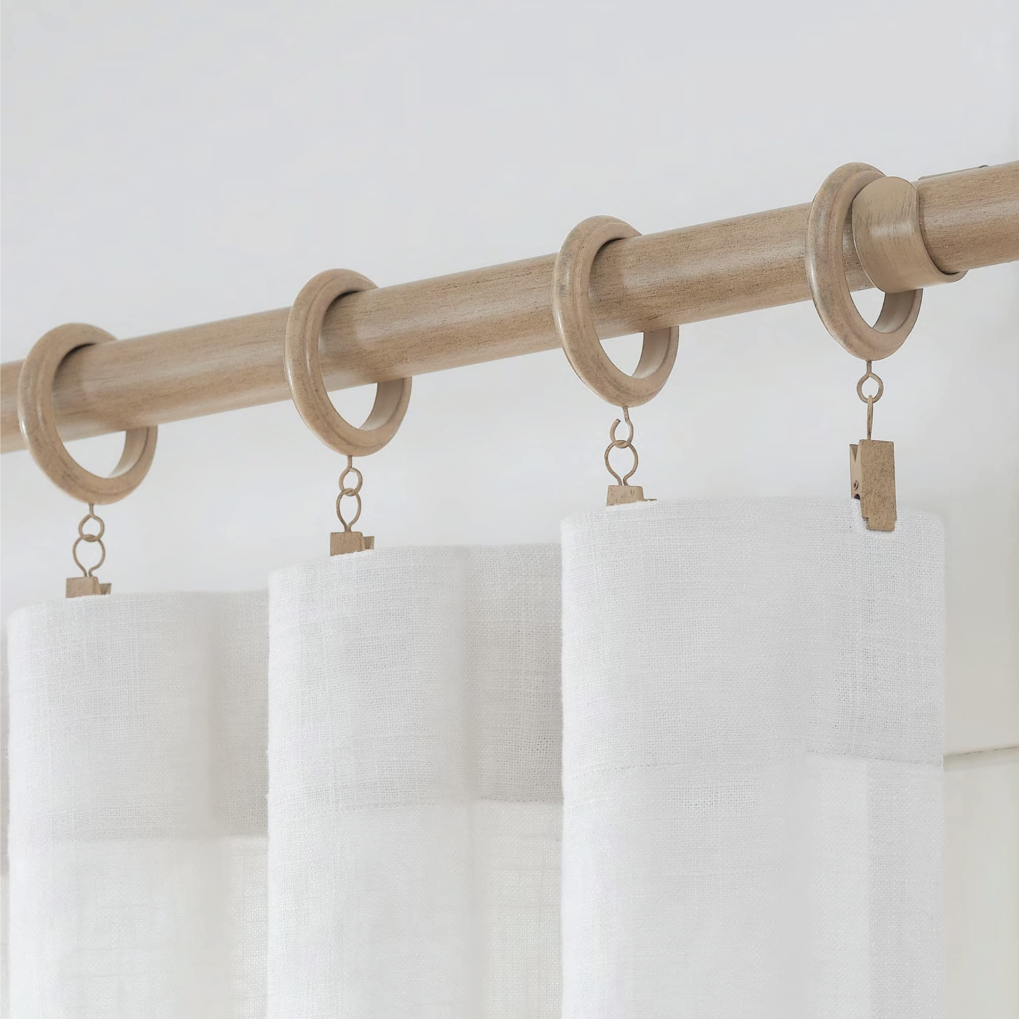 Mode Farmhouse Collection Lot de 14 Anneaux de Rideaux biseautés – Chêne Vieilli