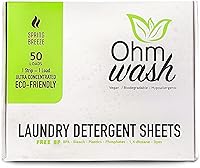 Vista 1 de Ohm Earth’s Wash Laundry Detergent Sheets Hypoallergenic & Dye-Free Liquidless Detergent, Fast Dissolving Concentrated Strips Ideal for Sensitive