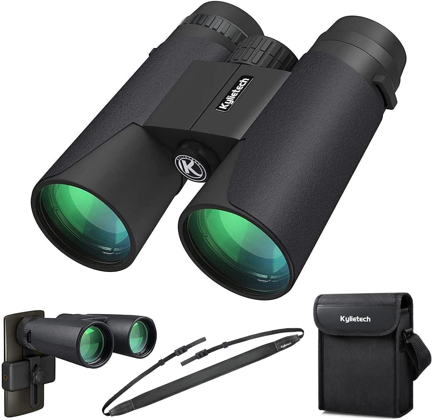 Kylietech High Power Binoculars, 12x42 Binocular for Adults with BAK4 Prism, FMC Lens, Fogproof & Waterproof Great for Bird Watching Travel Stargazing Hunting Concerts (Smartphone Adapter Included)