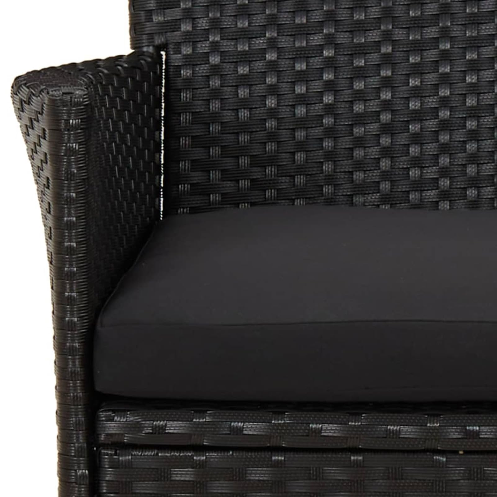 Brokky 7-TLG. Garten-Essgruppe mit Kissen Gartenlounge Outdoor Garten Essgruppe Gartentisch Set Garten Sitzgruppe Schwarz Poly Rattan / 3187328